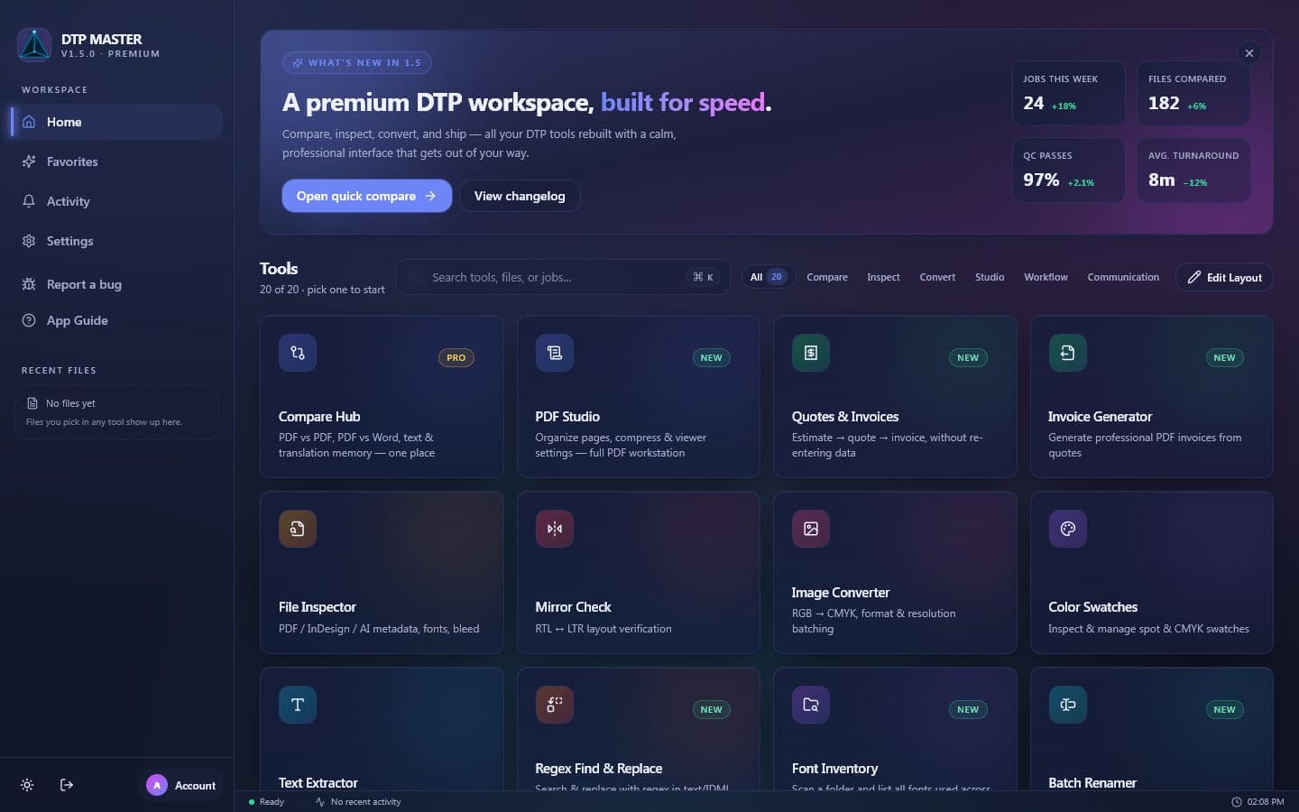Latest DTP Master v1.5 application workspace